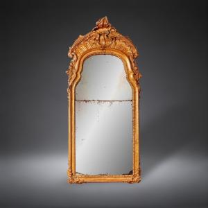 Miroir danois rococo en bois doré, vers 1750