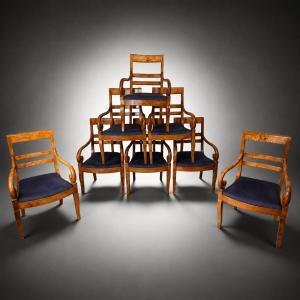 Eight Armchairs, Ash Wood, France, Circa 1825