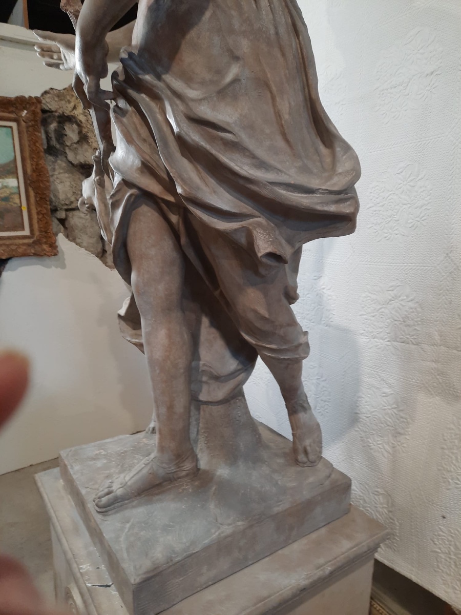 Terracotta Sculpture "diana The Huntress" From The 19th Century, After René Fremin-photo-5