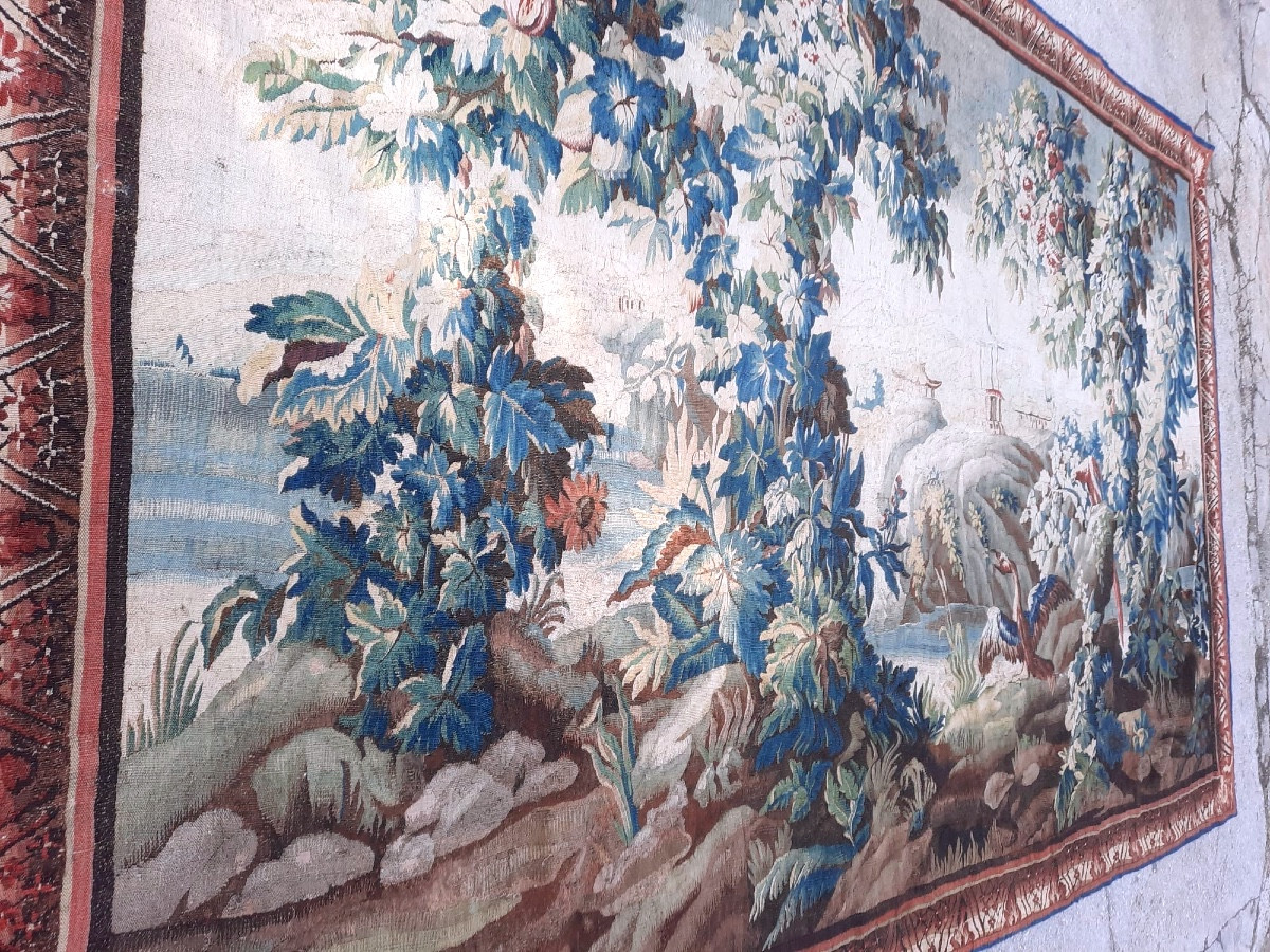 Aubusson Tapestry, Late 17th/early 18th Century, Decorated With Birds, Plants, And Flowers. -photo-1