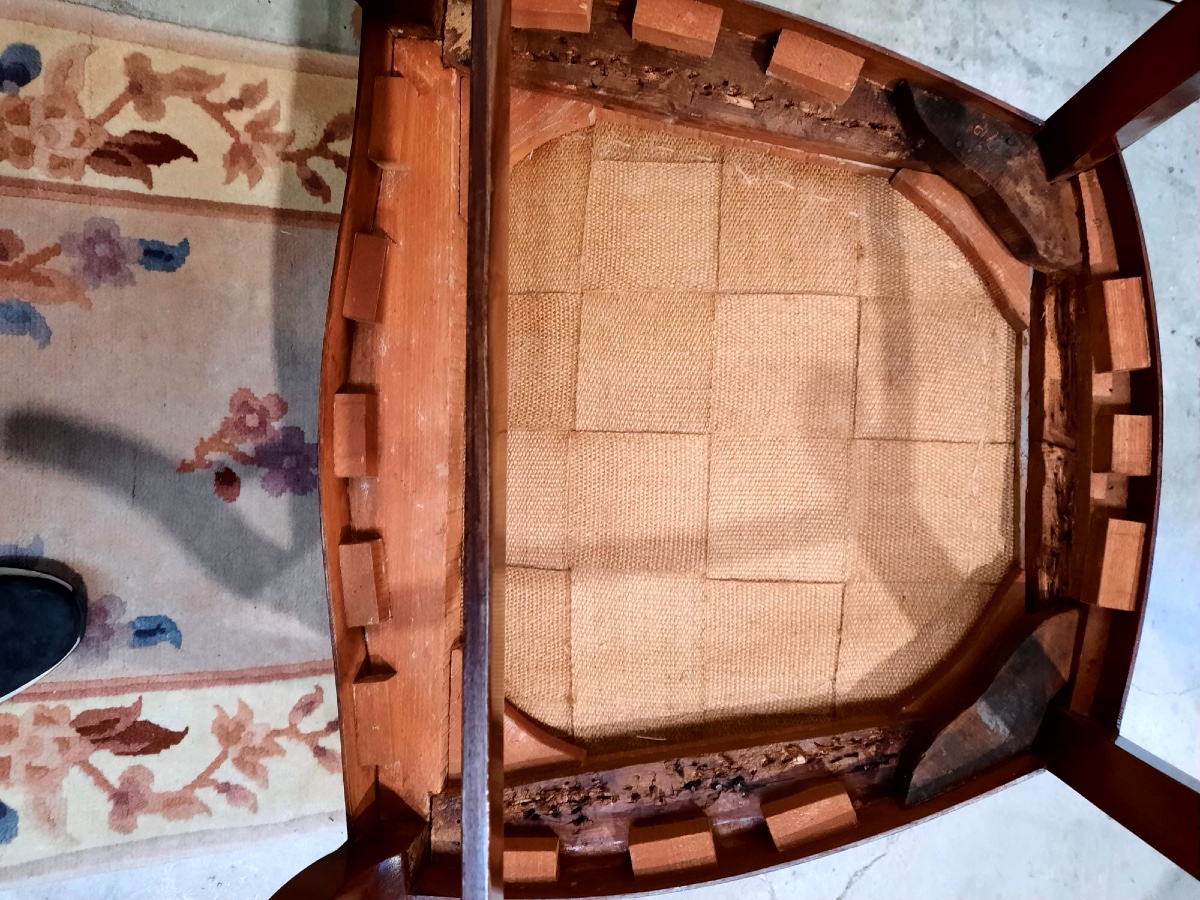 Paire de sièges Louis Philippe XIXème siècle en acajou : tapisserie au petit point-photo-2