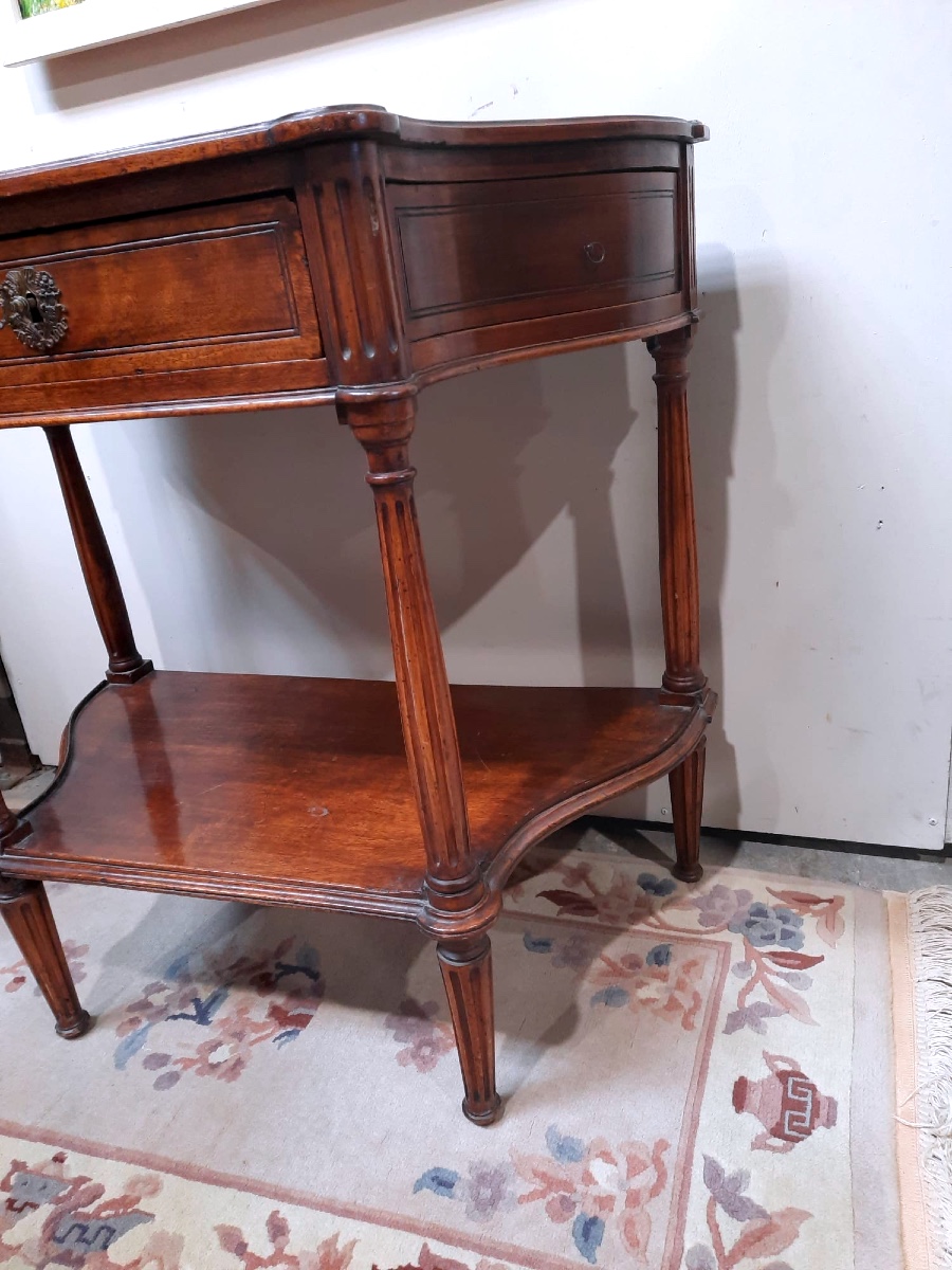 Small Louis XVI Walnut Console, Curved, Early 19th Century.-photo-3