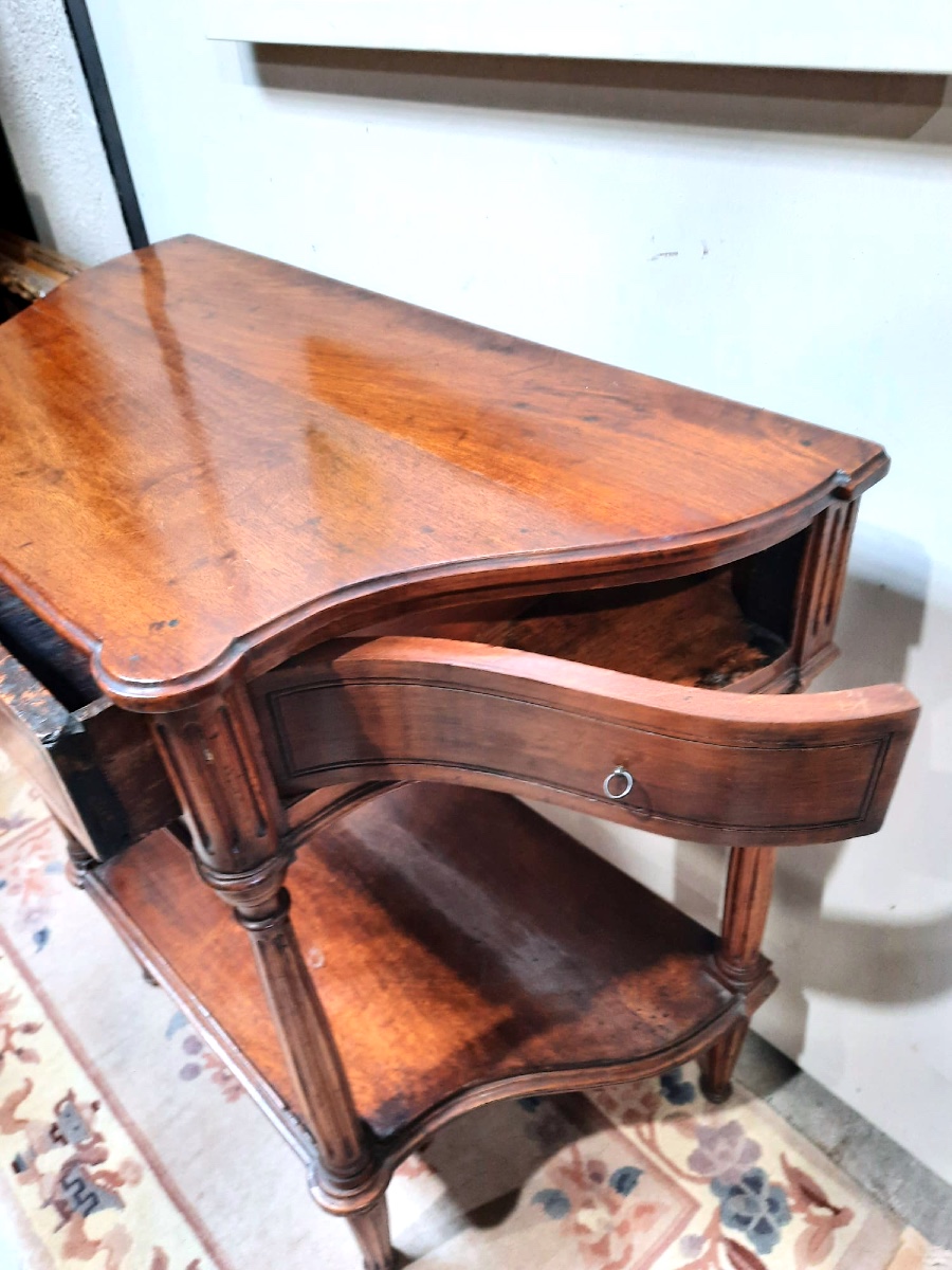 Small Louis XVI Walnut Console, Curved, Early 19th Century.-photo-4