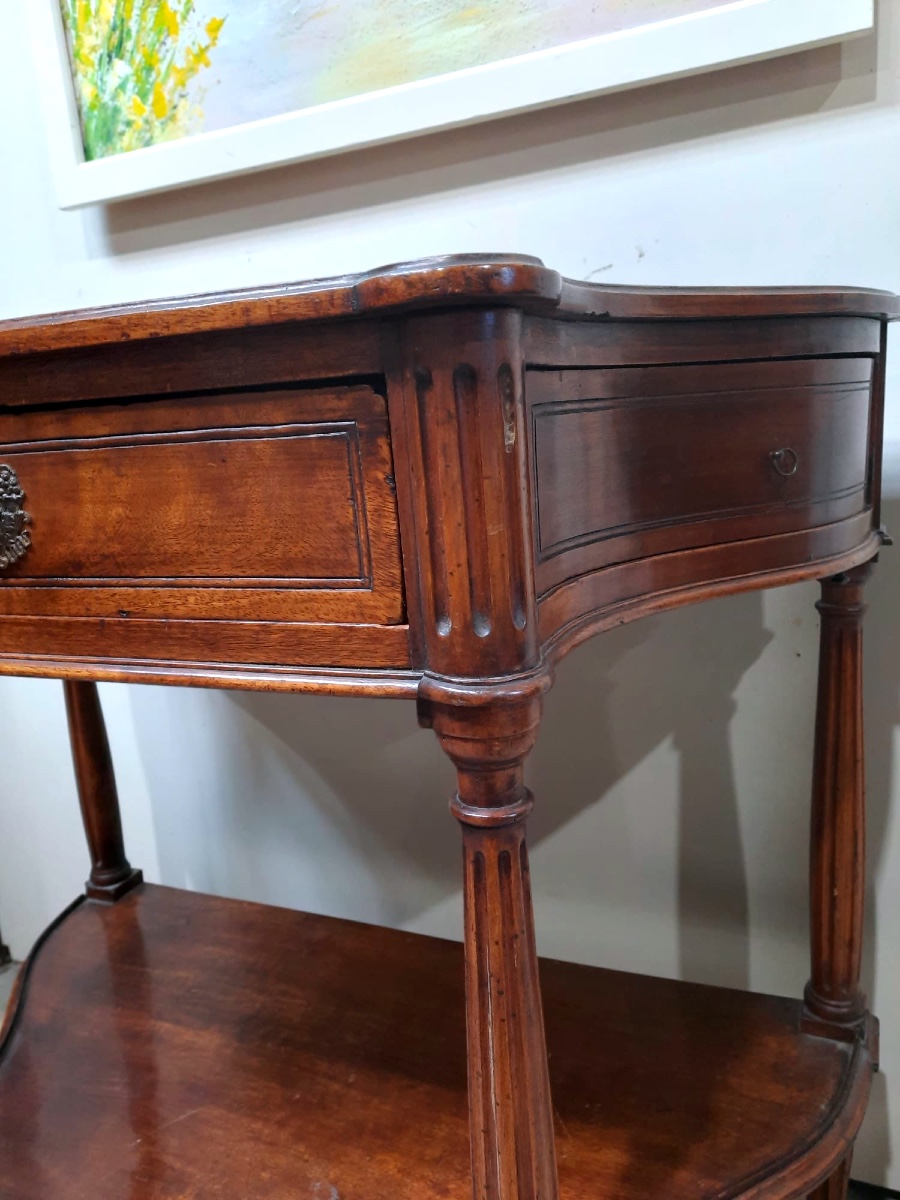 Small Louis XVI Walnut Console, Curved, Early 19th Century.-photo-4