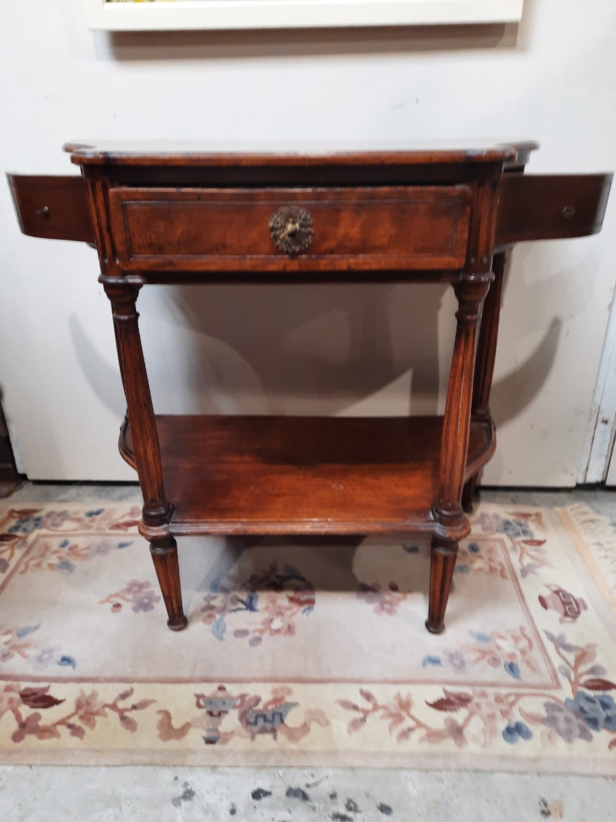 Small Louis XVI Walnut Console, Curved, Early 19th Century.
