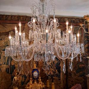 Ceremonial Chandelier In Bohemian Crystal With 24 Sconces Circa 1880. H1.40mx1.40m