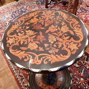 Pedestal-sélecte Twisted In Marquetry, Louis XIV Style, 19th Century