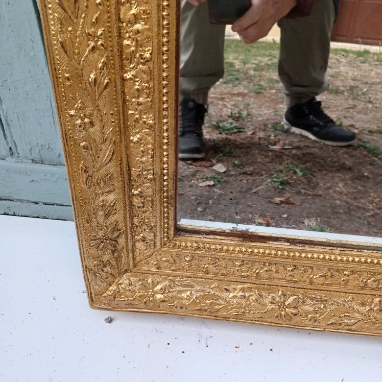 MIROIR DE CHEMINEE DORE D'EPOQUE LOUIS-PHILIPPE -photo-1
