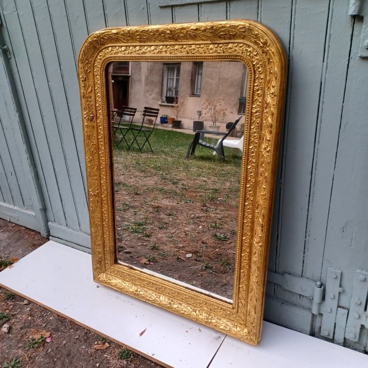MIROIR DE CHEMINEE DORE D'EPOQUE LOUIS-PHILIPPE -photo-2