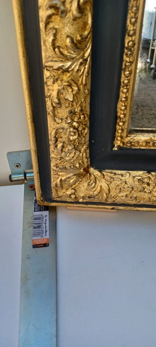 MIROIR DE CHEMINEE LOUIS-PHILIPPE DORE ET GRIS-photo-3