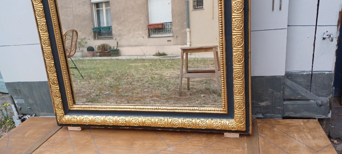 MIROIR LOUIS-PHILIPPE DORE ET GRIS A FRONTON-photo-6