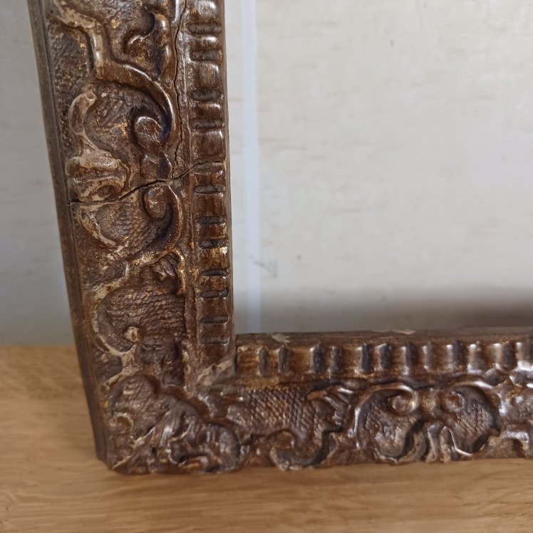 Frame For A Drawing, Engraving, Or Painting, Made Of Carved Oak, Louis XIV Period-photo-2
