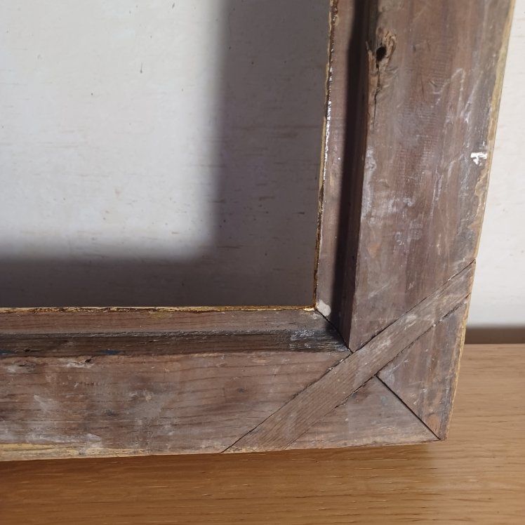 CADRE ANCIEN EN BOIS DORE ET LAQUE NOIR D'EPOQUE LOUIS XVI-photo-2