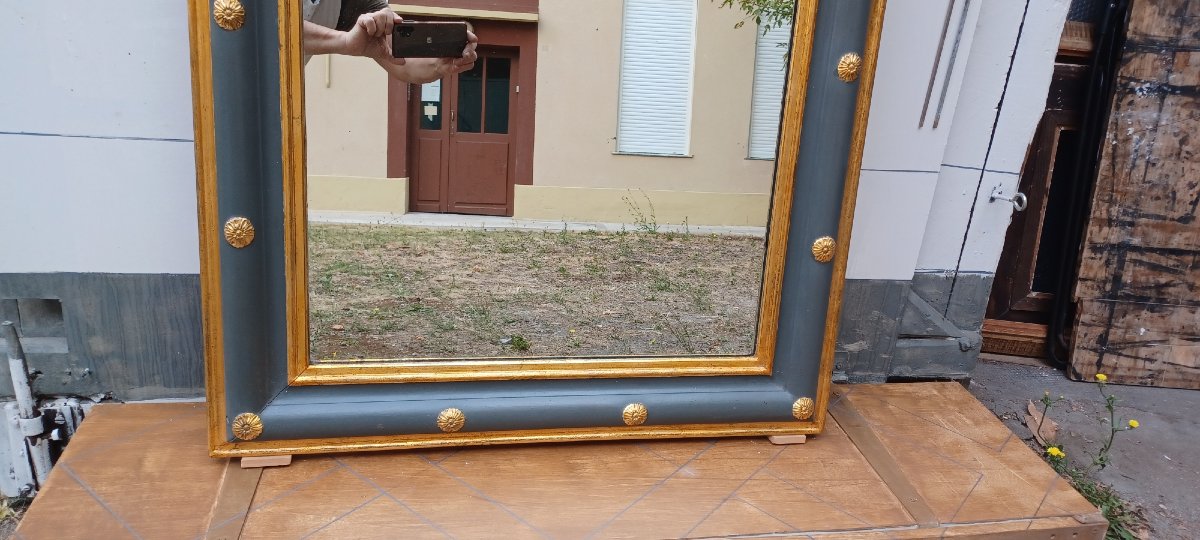 Gold-plated And Gray Louis-philippe Mirror In The Antique Style-photo-1