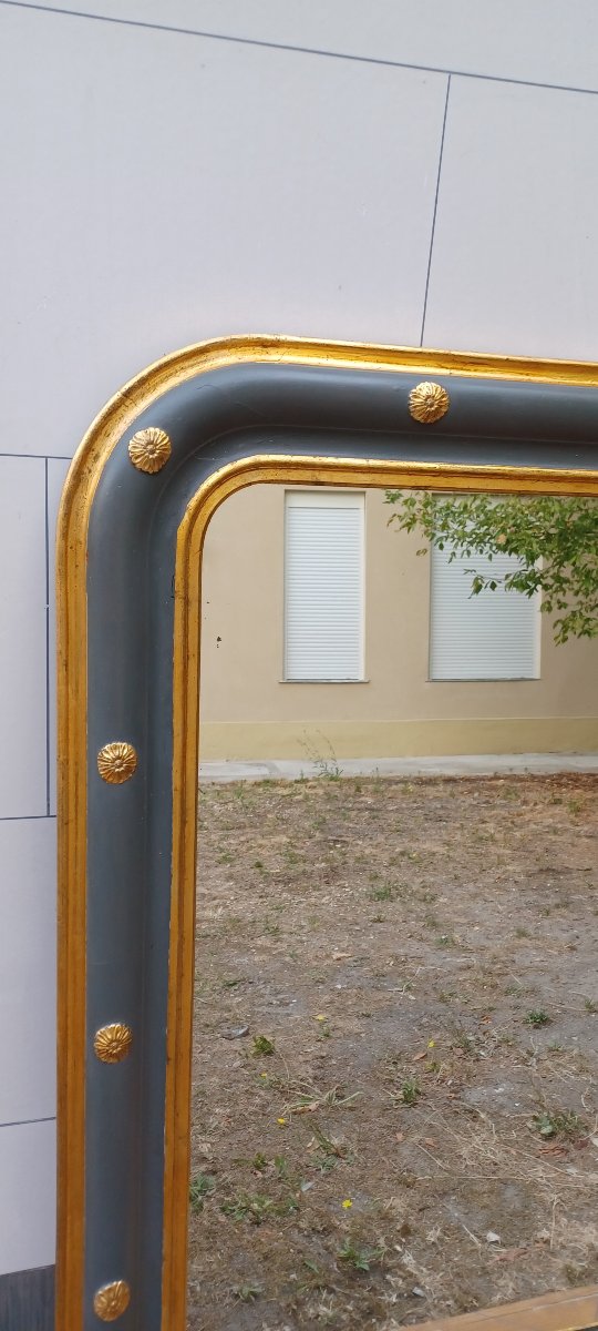 Gold-plated And Gray Louis-philippe Mirror In The Antique Style