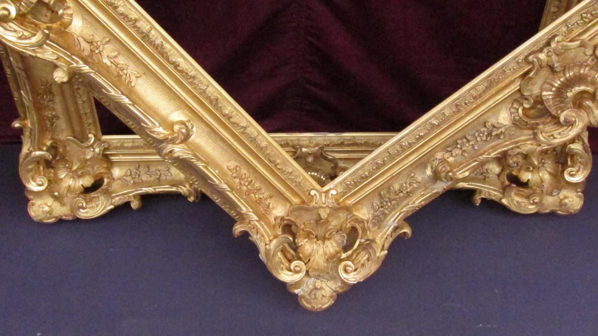 Paire De Grands Cadres Dores d'Epoque Napoleon III-photo-3