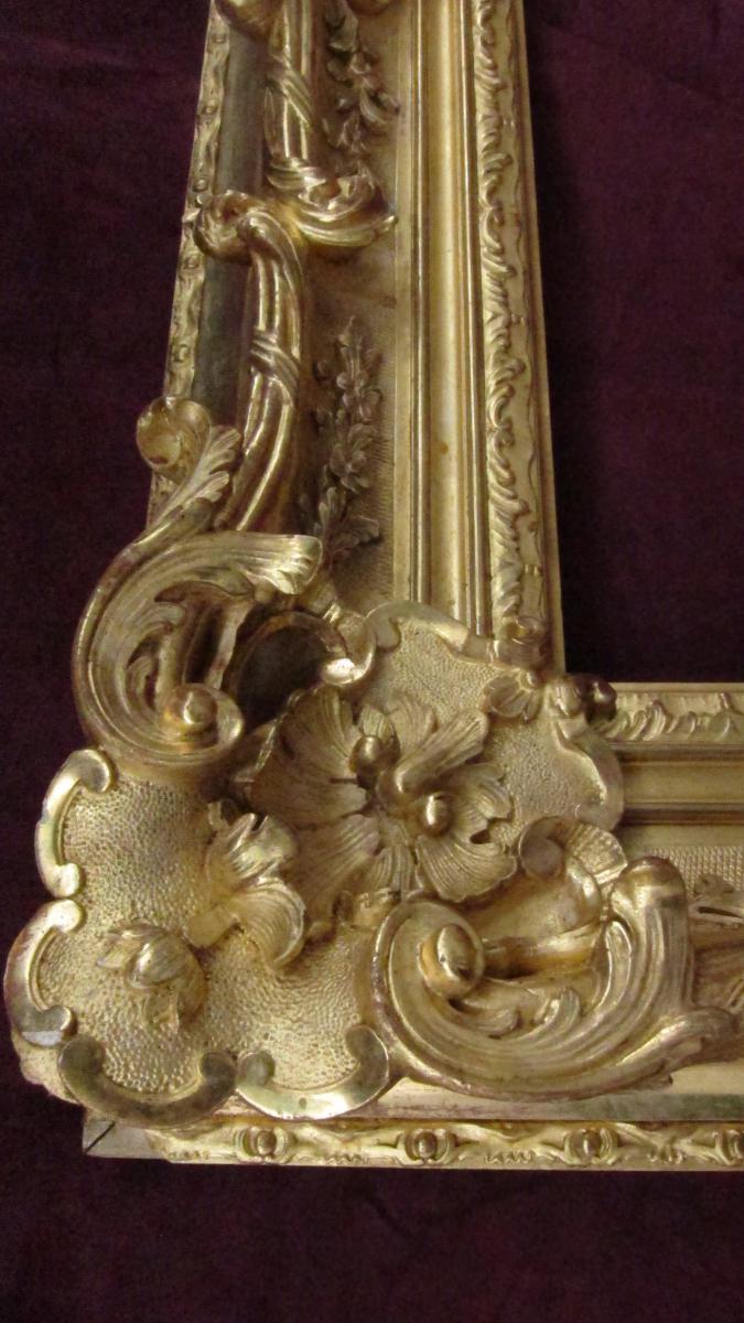 Paire De Grands Cadres Dores d'Epoque Napoleon III-photo-4