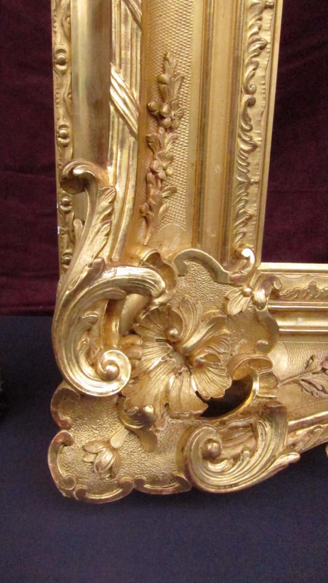Paire De Grands Cadres Dores d'Epoque Napoleon III-photo-2