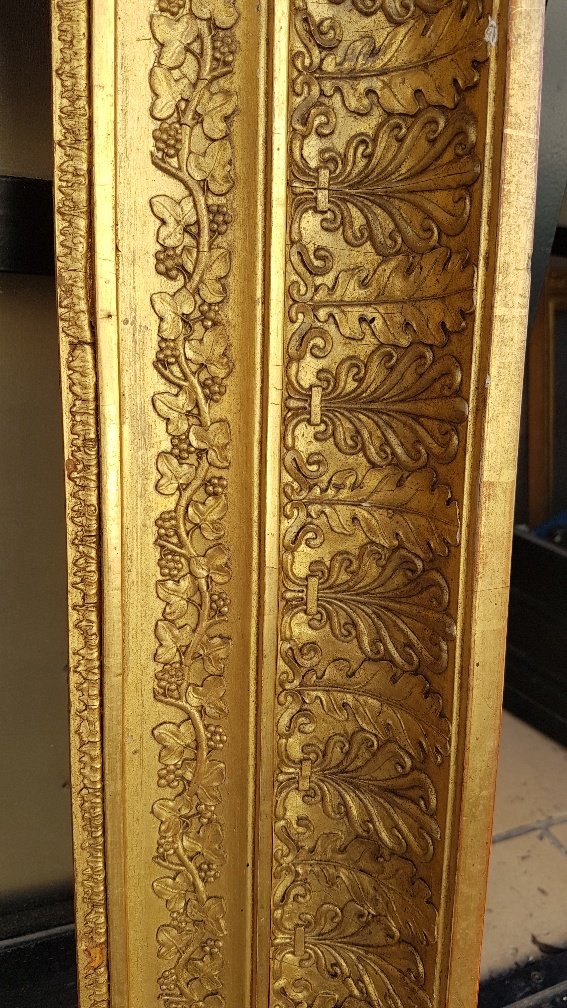 Cadre d'époque Premier Empire En Bois Et Stuc Doré-photo-2