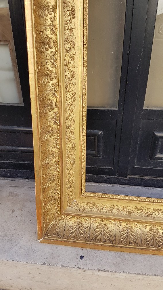 Cadre d'époque Premier Empire En Bois Et Stuc Doré-photo-3