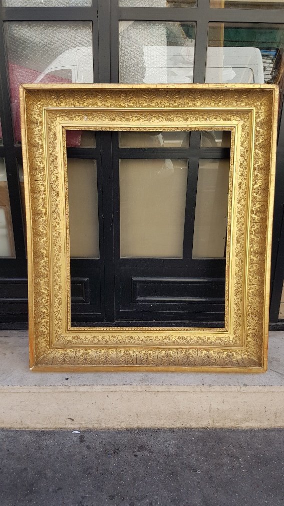 Cadre d'époque Premier Empire En Bois Et Stuc Doré
