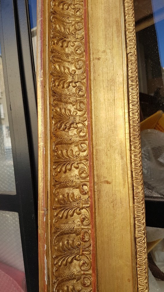 Grand Cadre d'Epoque 1er Empire En Bois Et Stuc Dore-photo-3
