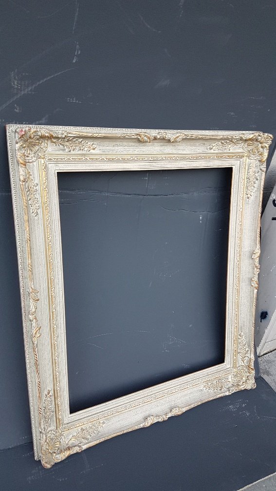 Cadre montparnasse en bois et stuc patine gris de style louis XV-photo-3