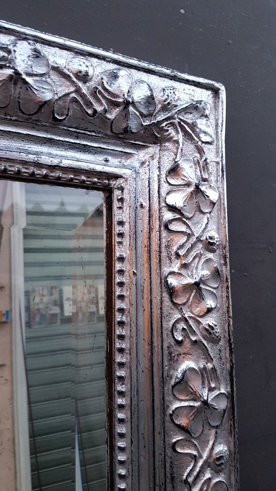 miroir argenté d'époque art nouveau vers 1895-photo-2