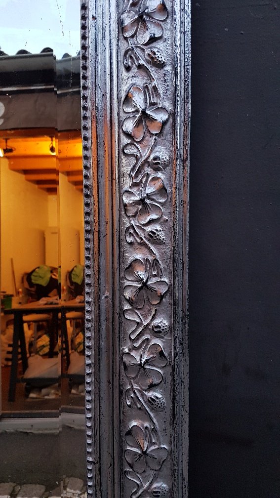 miroir argenté d'époque art nouveau vers 1895-photo-3