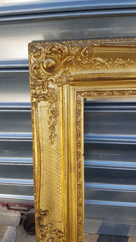 Cadre En Bois Et Stuc Doré De Style Louis XV -photo-2