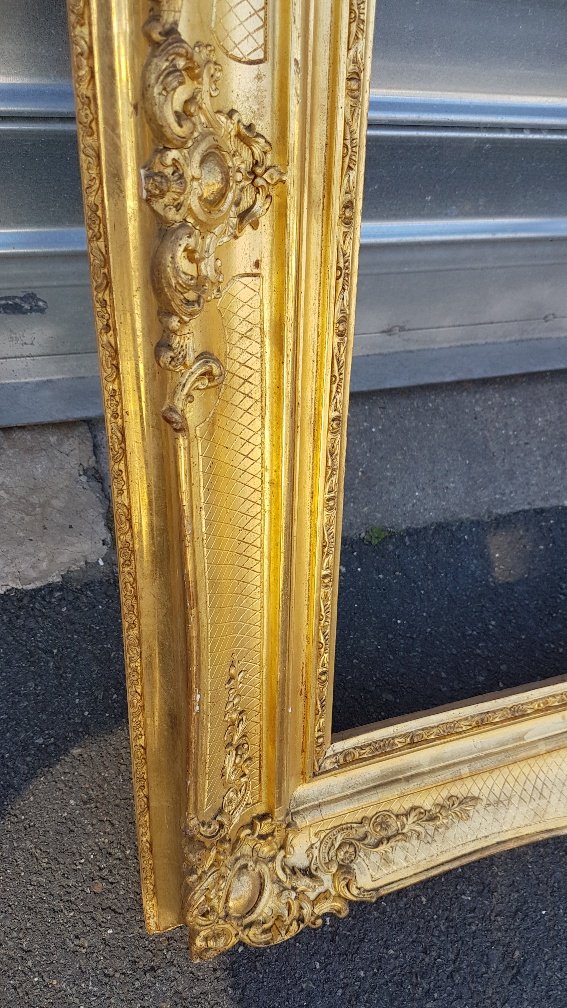Cadre En Bois Et Stuc Doré De Style Louis XV -photo-5