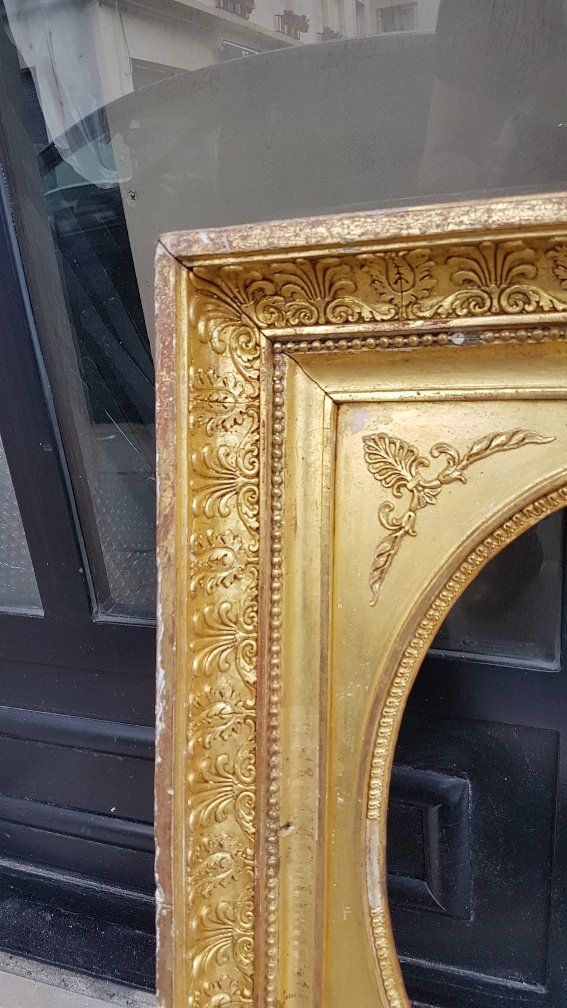 Cadre Ovale Empire En Bois Et Stuc Doré-photo-2