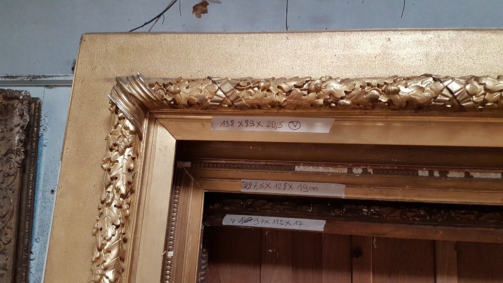 Large Golden Frame Napoleon III Style Around 1880-photo-3