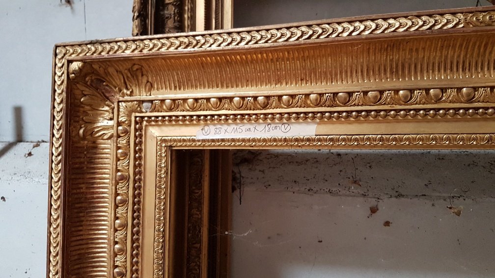 Large Gilded Louis XVI Style Frame Said "with Channels" Circa 1870-photo-2