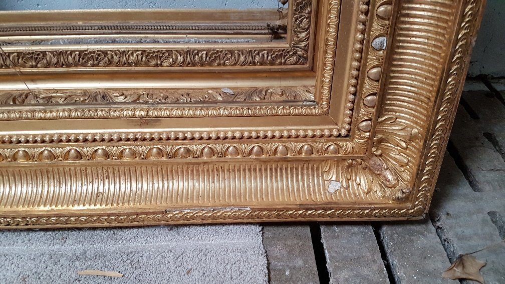 Large Gilded Louis XVI Style Frame Said "with Channels" Circa 1870-photo-4