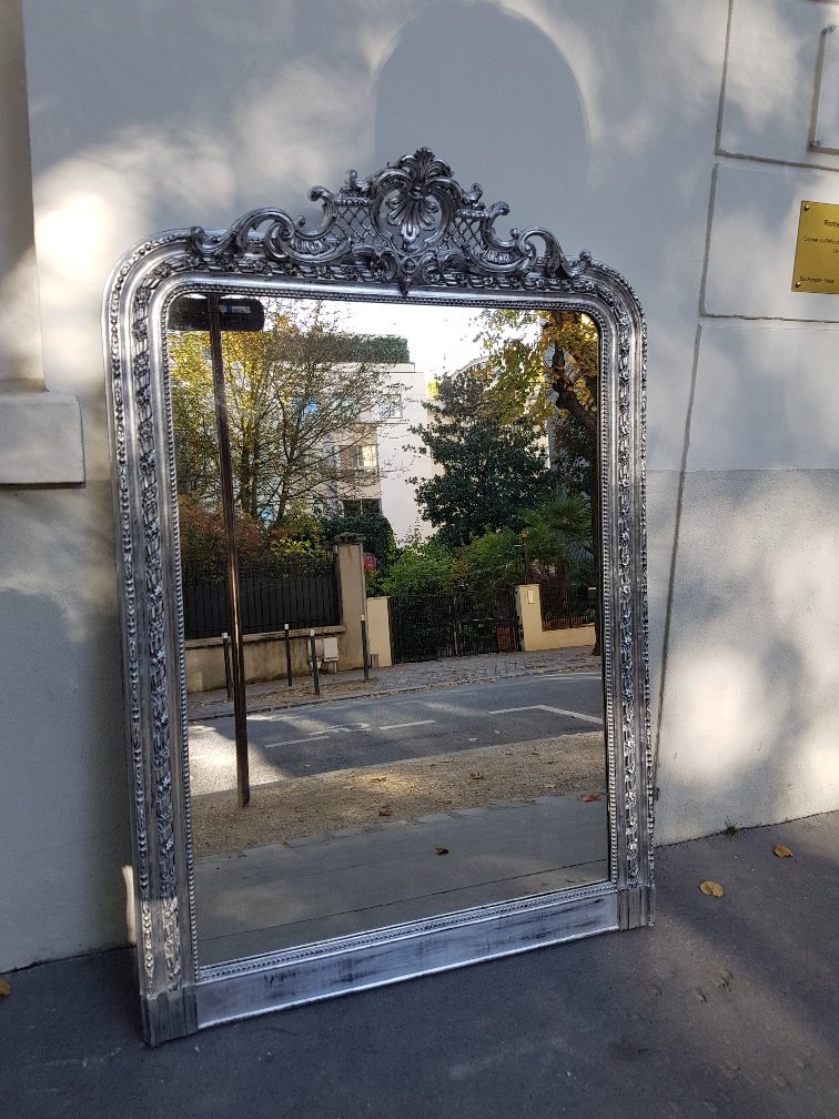 Grand Miroir Argenté De Style Louis-philippe-photo-1