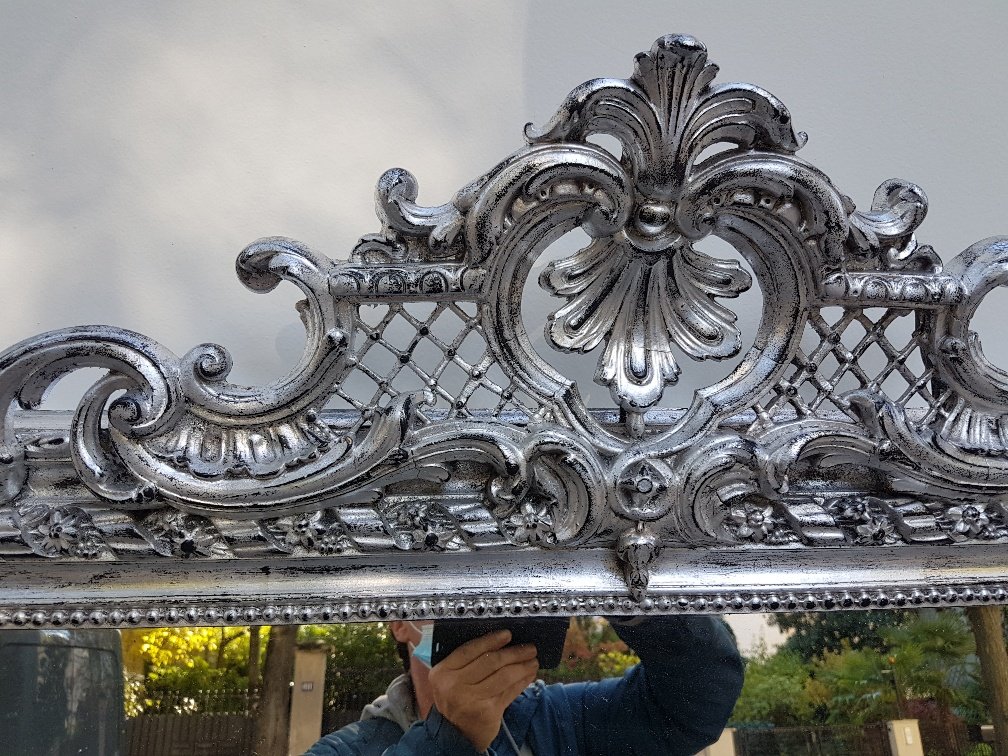 Grand Miroir Argenté De Style Louis-philippe-photo-2