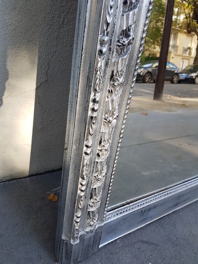 Grand Miroir Argenté De Style Louis-philippe-photo-4