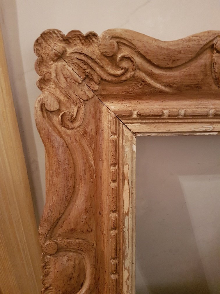 1940s Frame In Carved And Patinated Wood Signed G; Mouth-photo-2