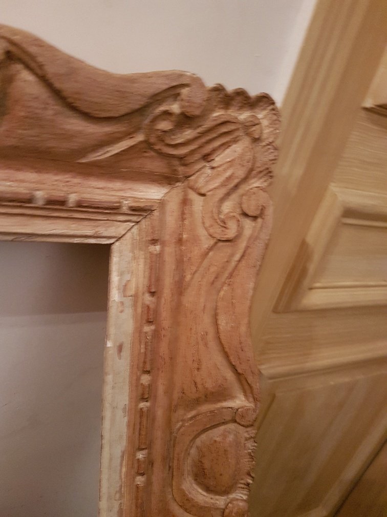 1940s Frame In Carved And Patinated Wood Signed G; Mouth-photo-3