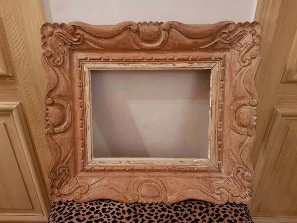1940s Frame In Carved And Patinated Wood Signed G; Mouth-photo-2