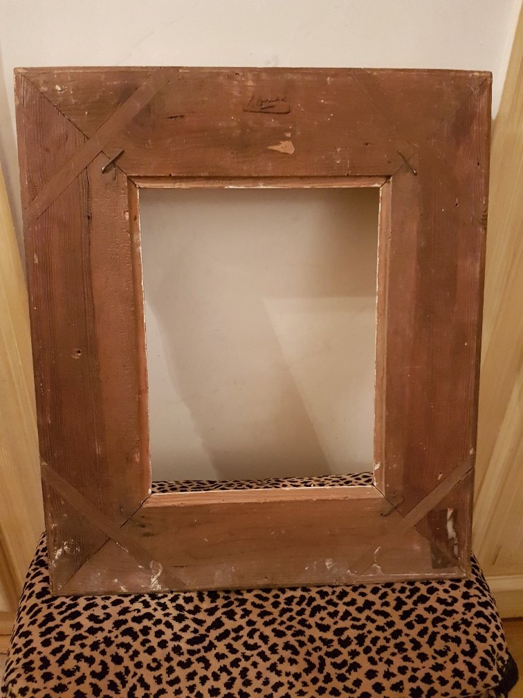 1940s Frame In Carved And Patinated Wood Signed G; Mouth-photo-3
