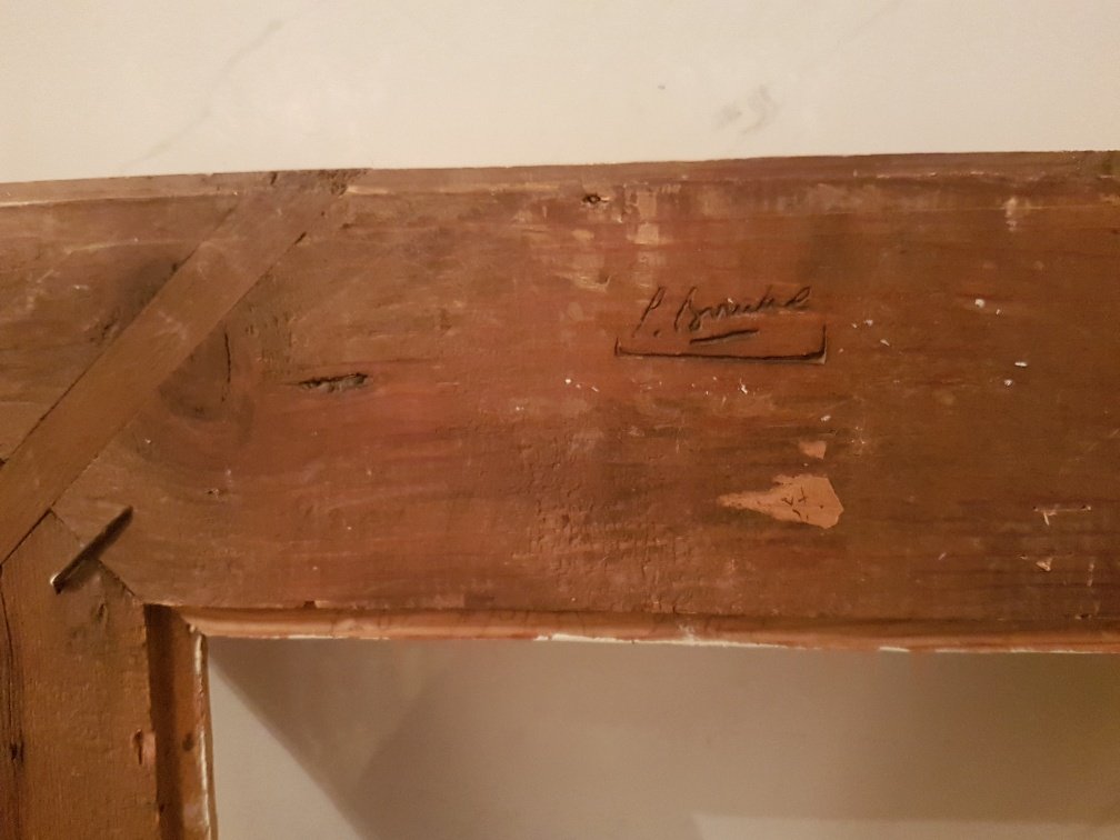 1940s Frame In Carved And Patinated Wood Signed G; Mouth-photo-4