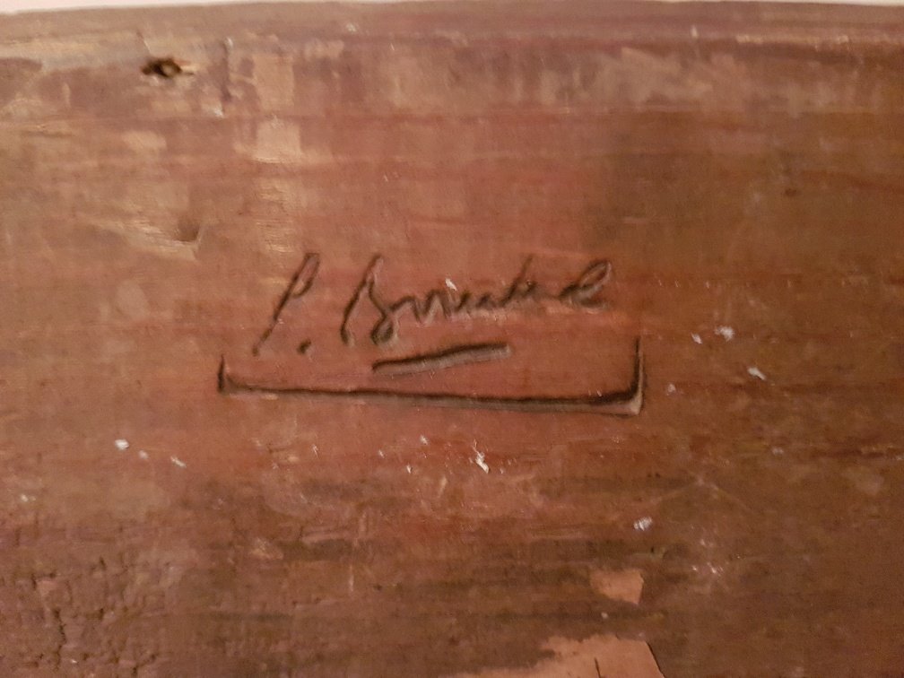 1940s Frame In Carved And Patinated Wood Signed G; Mouth-photo-5
