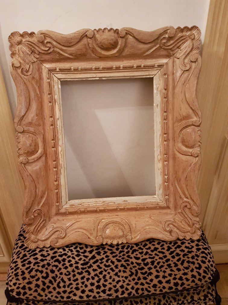 1940s Frame In Carved And Patinated Wood Signed G; Mouth