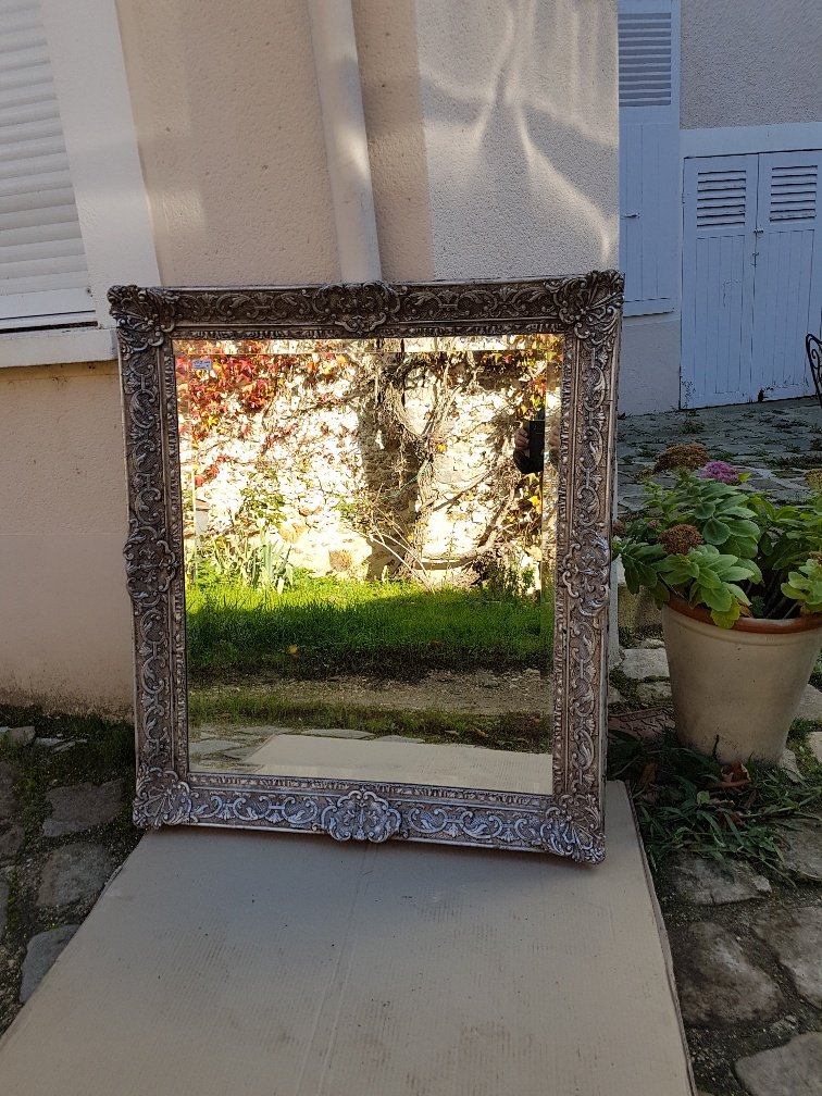 Miroir Argenté De Style Louis  XIV