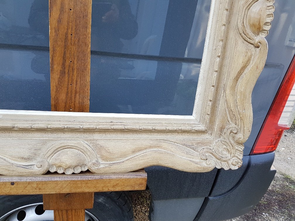 1940s Frame In Carved And Patinated Wood Signed G; Mouth-photo-3