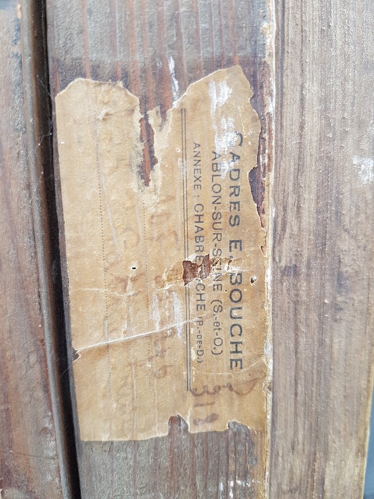 1940s Frame In Carved And Patinated Wood Signed G; Mouth-photo-2