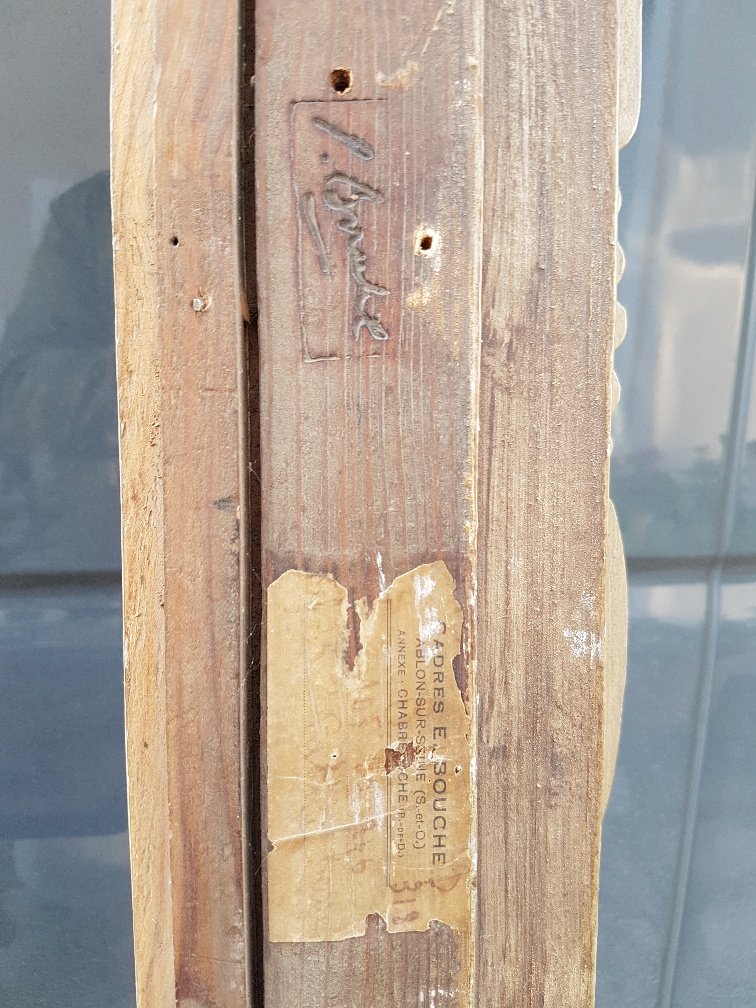 1940s Frame In Carved And Patinated Wood Signed G; Mouth-photo-3