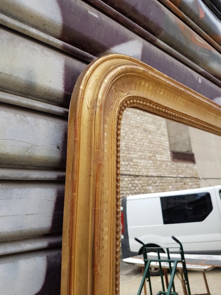 Grand Miroir Doré d'époque Louis-philippe ( 180 Cm X 111 Cm )-photo-1